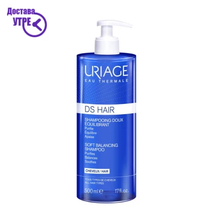 Uriage ds hair – soft balancing shampoo благ балансирачки шампон, 500 ml Ревитализација & Раст Kiwi.mk
