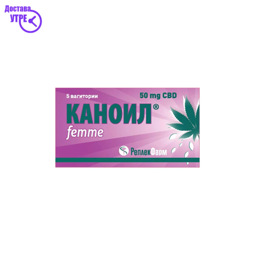 Kanoil femme vaginatorii 50 mg cbd, 5 Вагинатории Kiwi.mk