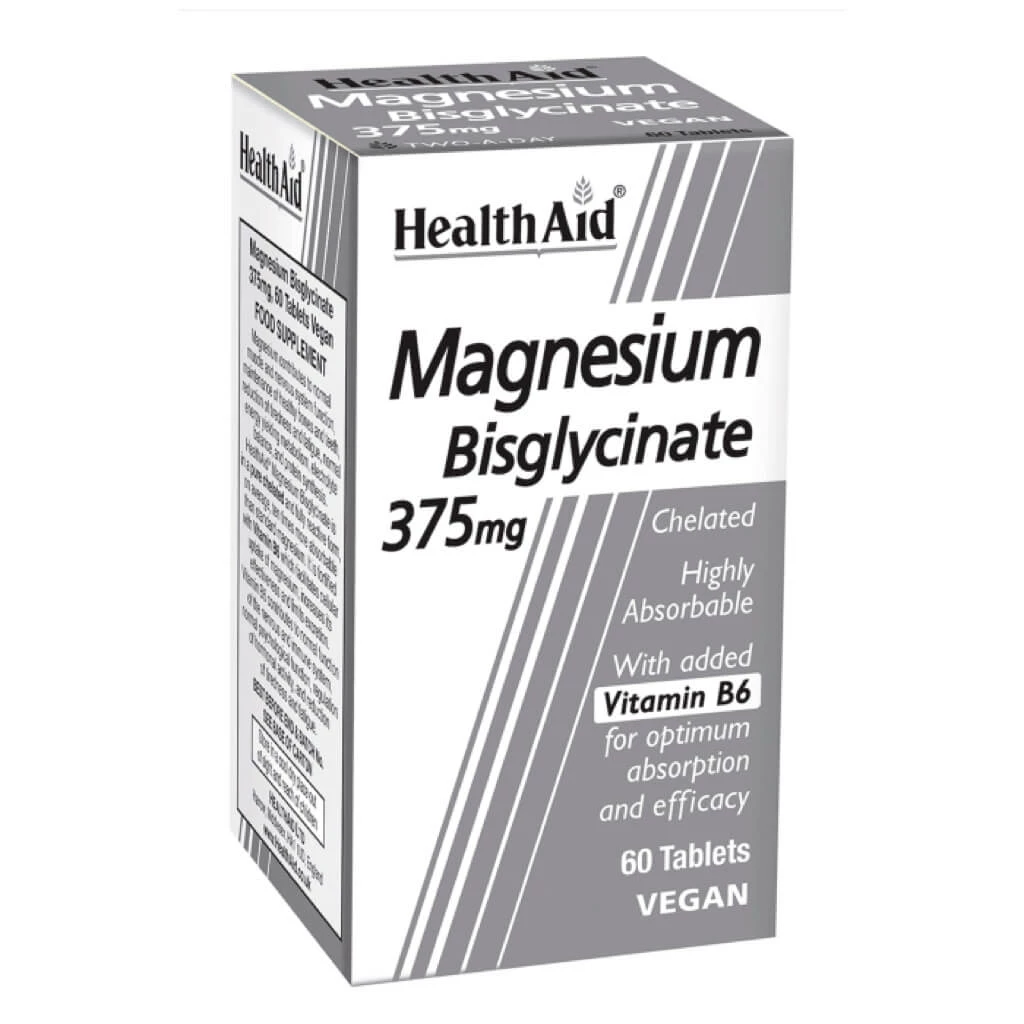Healthaid mg bysglycinate tablets 375mg, 60 Магнезиум Kiwi.mk
