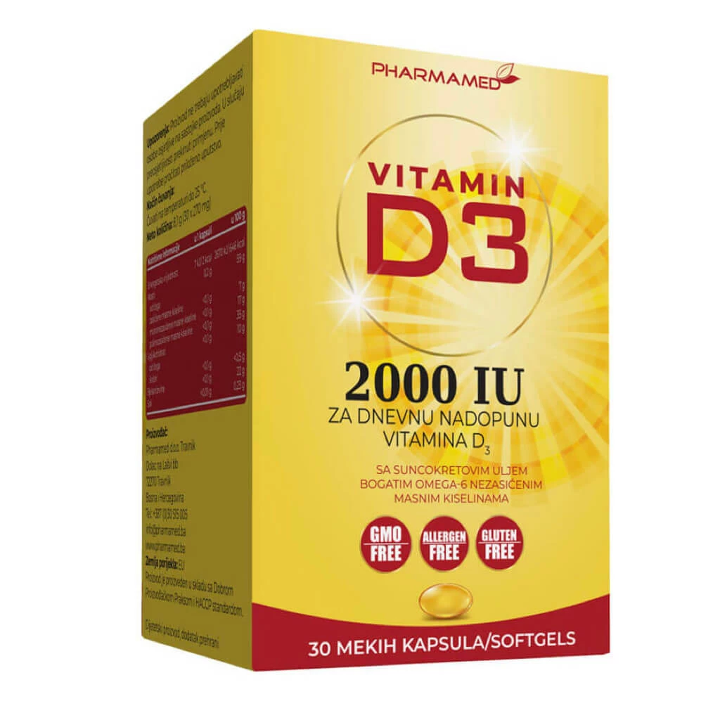 Pharmamed vitamin d3 2000iu capsules, 20 Витамин Д Kiwi.mk