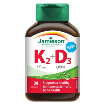 Jamieson k2 120 mcg + vitamin d3 1000iu, 30 Витамин К Kiwi.mk