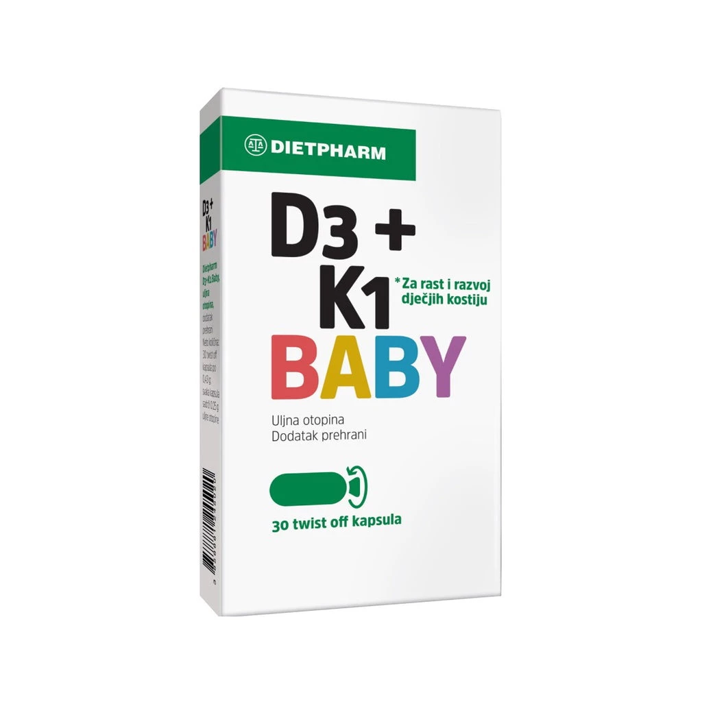 Dietfarm vitamin d3+k1 baby twist kapsuli, 30 Витамин Д Kiwi.mk