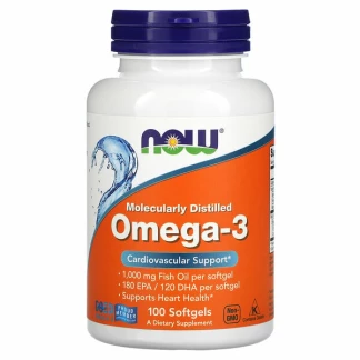 Now omega-3, 180 epa / 120 dha, 100 softgels Омега Kiwi.mk