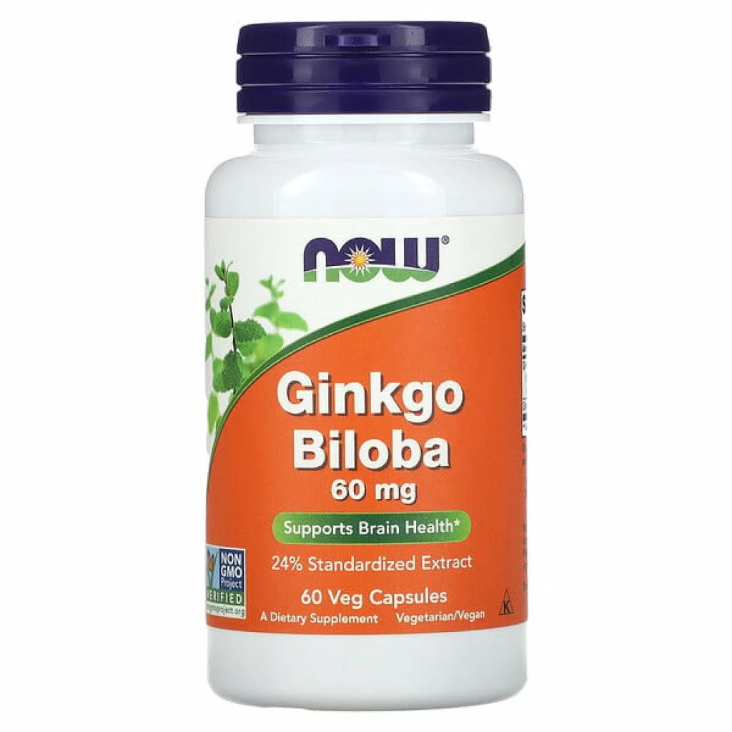 Now ginkgo biloba, 60 mg, 60 вег капсули Мозок & Меморија Kiwi.mk