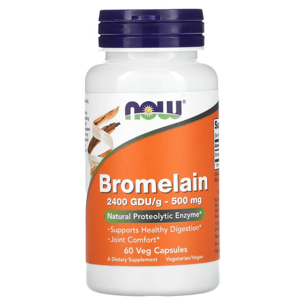 Now bromelain, 500 mg, 60 вег капсули Дигестија & Ензими Kiwi.mk