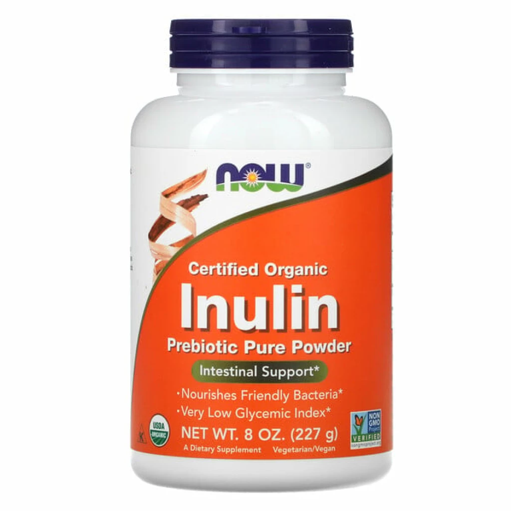 Now certified organic inulin, prebiotic pure powder, 8 oz (227 g) Пробиотици Kiwi.mk
