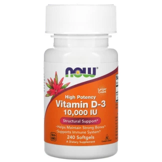 Now vitamin d-3, 250 mcg (10,000 iu), 120 softgels Витамин Д Kiwi.mk