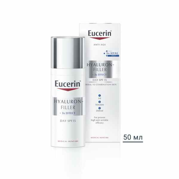 Eucerin Hyaluron-Filler дневен крем за нормална и комбинирана кожа SPF15 50мл Хигиена & Убавина Kiwi.mk