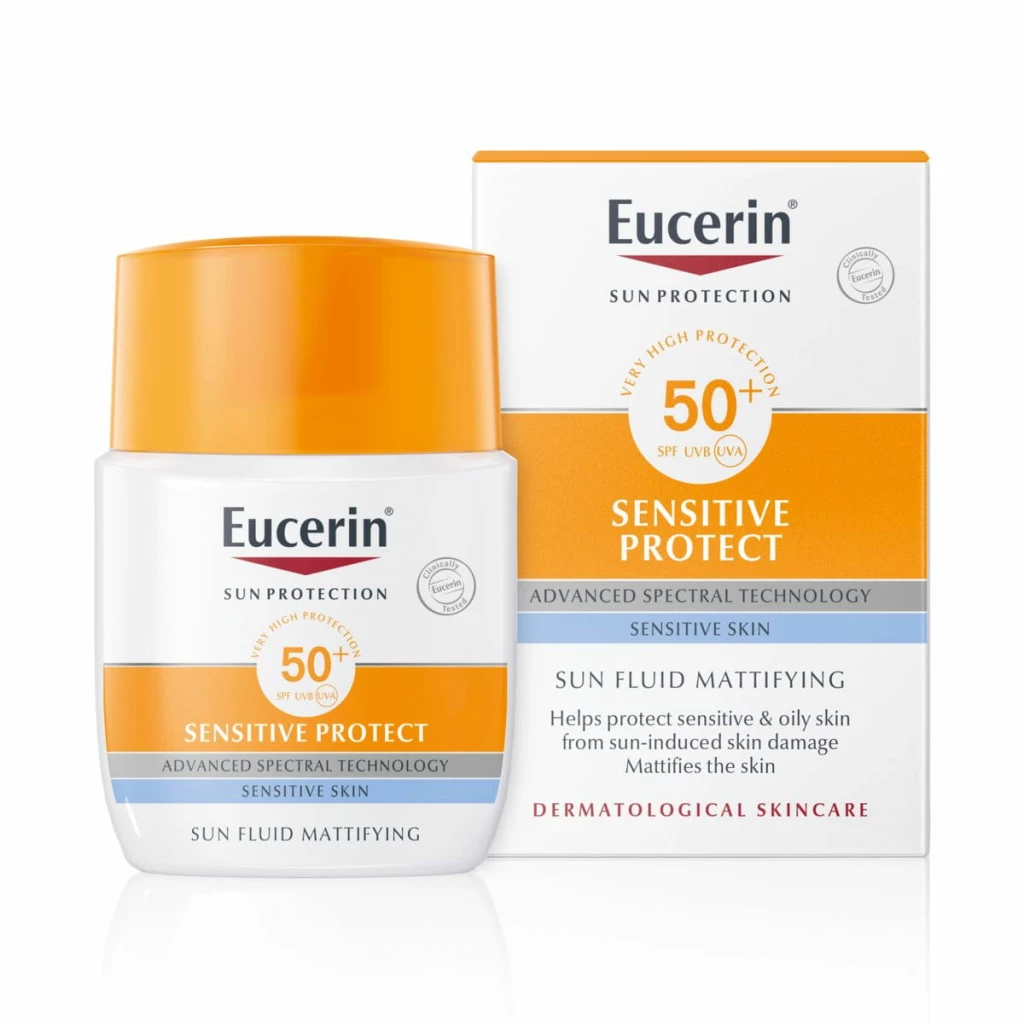 Eucerin Sensitive Protect Sun Fluid Mattifying SPF50+,  50мл Дневна дампинг акција Kiwi.mk
