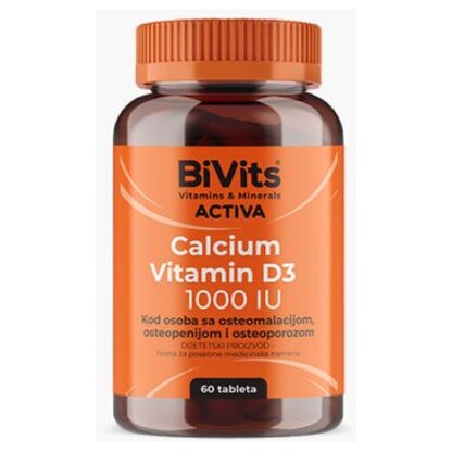 BiVits ACTIVA Calcium Vitamin D3 1000 IU таблети x60 Калциум Kiwi.mk