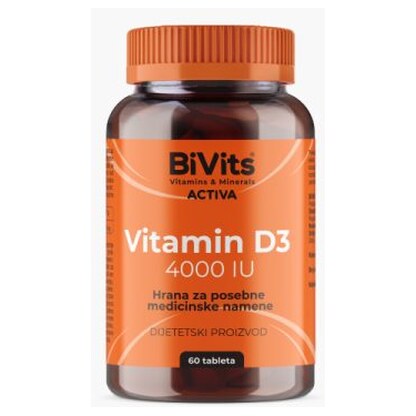 BiVits ACTIVA Vitamin D3 4000 IU таблети x60 Витамин Д Kiwi.mk BiVits ACTIVA Vitamin D3 4000 IU таблети x60 Витамин Д Kiwi.mk