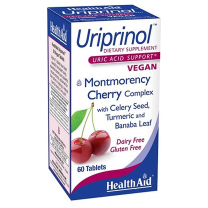 Healthaid Uriprinol, 60 таблети — комплекс со tart cherry и растителни екстракти Метаболизам на урична киселина Kiwi.mk