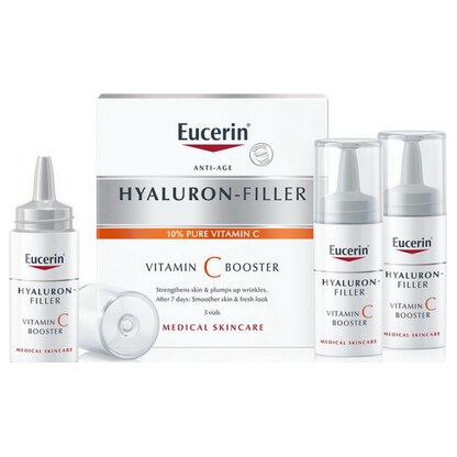 Eucerin Hyaluron-Filler Vitamin C Booster 3 × 8 ml — антиоксидантен серум Брчки & Стареење Kiwi.mk Eucerin Hyaluron-Filler Vitamin C Booster 3 × 8 ml — антиоксидантен серум Брчки & Стареење Kiwi.mk